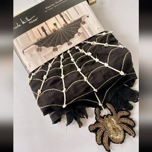 Nicole Miller Halloween Dangling Spider Web Beaded Mantel Fireplace Scarf Decor
